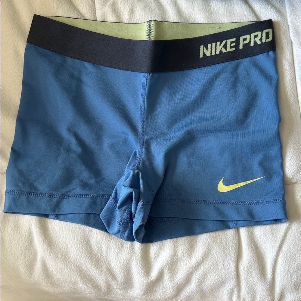 Nike Pro Blue Shorts with Black Waistband
